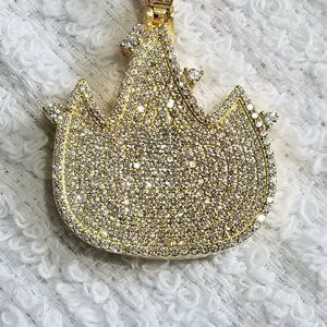 Sterling Silver 925 FIRE SYMBOL Zirconia Gold Fini